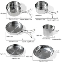 Ultra-light Stainless Steel Outdoor Picnic Pot Pan Kit