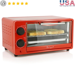Compact Electric Toaster Oven 9 Quart Capacity Adjustable Temperature 200-450?F Two Quartz Heating Elements 30 Minute Timer