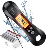 Digital Instant Read Meat Thermometer with Foldable Probe, LED Display - For Grilling, Cooking, Kitchen & BBQ