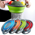 Silicone Folding Drain Basket Fruit Vegetable Washing Basket Foldable Strainer Colander Collapsible Drainer Kitchen Storage Tool