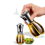 Kitchen Oil Sprayer for Cooking,6.8oz / 200ml Olive Oil or Vinegar, Trigger Design, Stainless Steel Vinegar Glass Spray Bottle
