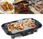 BBQ Electric Grill with Detachable Barbecue Wire Grid Rack and Oil Drip Tray