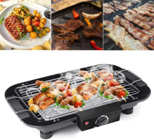 BBQ Electric Grill with Detachable Barbecue Wire Grid Rack and Oil Drip Tray