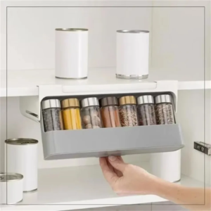Kitchen Spice Rack Self-adhesive Wall-mounted Under-shelf Seasoning Bottle Storage Rack Spice Organizer Storage Holders & Racks