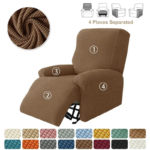 Thick Split Recliner Chair Cover Non-Slip Polar Fleece Single Sofa Covers for Living Room Relaxing Armchair Slipcovers