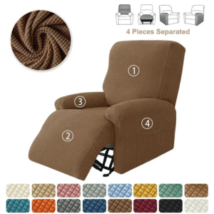 Thick Split Recliner Chair Cover Non-Slip Polar Fleece Single Sofa Covers for Living Room Relaxing Armchair Slipcovers