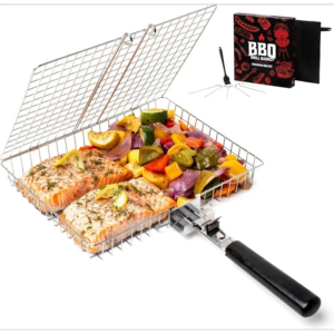 Portable Metal iron Folding Grill Basket BBQ Grill Basket With Handle for Fish Vegetables Shrimp Cook Accessories Outdoor