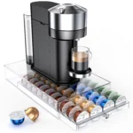 Coffee Pods Holder Acrylic Drawer Compatible with Nespresso Vertuo Capsules 40 Pods Storage Organizer Plastic Material Drawer