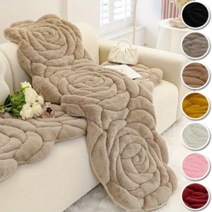 Rose Flower Sofa Seat Cushion Plush Bay Window Cushion Thickened Velvet Tatami Couch Bench Long Cushion