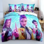 K-Pop Bedding Set Demon Hunters Themed Colorful Print Polyester Student Dormitory Bed Sheet Duvet Cover Kid Gift Home Textile