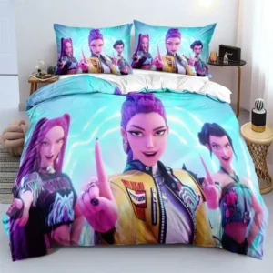 K-Pop Bedding Set Demon Hunters Themed Colorful Print Polyester Student Dormitory Bed Sheet Duvet Cover Kid Gift Home Textile