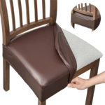 PU Leather Chair Seat Cover Anti-dirty Dining Chair Slipcovers Elastic Kitchen Seat Cover Protector Home