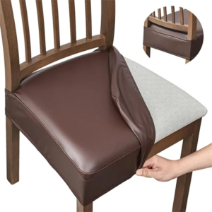 PU Leather Chair Seat Cover Anti-dirty Dining Chair Slipcovers Elastic Kitchen Seat Cover Protector Home