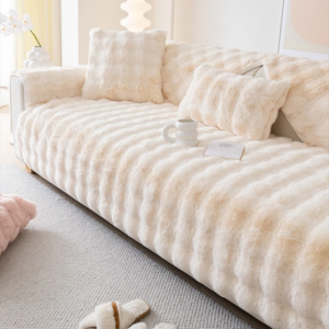 Thicken Faux Rabbit Fur Plush Sofa Slipcover anti-slip Soft Sofa Towel Couch Cushion For Living Room Modern Home Decoration