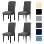 High Stretch Dining Chair Cover Elastic Slipcover 4Pc Set Removable Non Slip Seat Protector for Living Room Home Kitchen Wedding