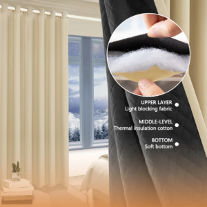 Winter Thickened and Padded Thermal Curtains, Quilted Warm and Windproof Curtains, Modern Home Decor Door Curtains, Window Partition Thickened Curtains, Perforated Curtains