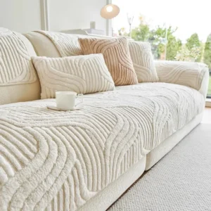 Wave Striped Sofa Cover Solid Color Thicken Plush Sofa Towel Covers Non-slip Couch Slipcovers Sofa Mat for Living Room
