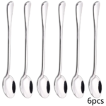 Long-handled spoon, thickened stainless steel coffee spoon, pointed stirring spoon, round-tipped spoon, ice spoon