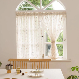 Lace Rainbow Ball Linen Curtain Suitable for Living Room Bedroom Kitchen Windows