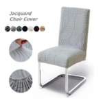 Leaf Jacquard Chair Cover Solid Chair Seat Slipcover Spandex Chair Protector Kitchen Dining Room Home Restaurant