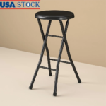 Folding Metal Stool Lightweight Portable Compact Seating Slip-Resistant Padded Chair Indoor Use Easy Storage Great Events