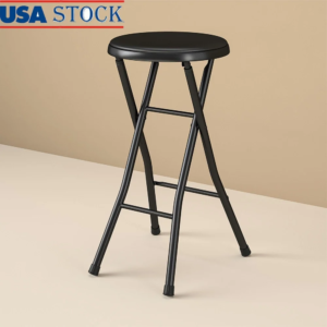 Folding Metal Stool Lightweight Portable Compact Seating Slip-Resistant Padded Chair Indoor Use Easy Storage Great Events