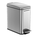 SONGMICS Bathroom Trash Can, 1.3 Gallon (5 L) Small Trash Bin with Lid, Slim for Small Spaces, Stainless Steel Garbage Can