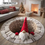 Gnome Christmas 3D Printed Round Mat Santa Claus Christmas Rug