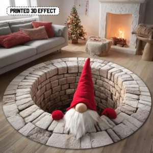 Gnome Christmas 3D Printed Round Mat Santa Claus Christmas Rug