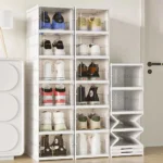 Foldable Shoes Storage Box 3/6 Layers Transparent Sneaker Shoes Box Stackable Dustproof Cabinet Shoe Organizers Rack Shelf