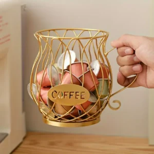 Large Capacity Coffee Pod Storage Basket - Keep Your K-Cups and Creamer Capsules Neatly Organized and Accessible