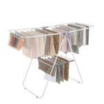 SONGMICS Clothes Drying Rack, with Sock Clips, Metal Laundry Rack, Foldable, Space-Saving, Free-Standing Airer