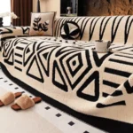 Bohemian Jacquard Warm Tuffed Fleece Sofa Towel, Boho Style Soft Leiusre Thick Blanket for Living Room Couch Sofa Cover