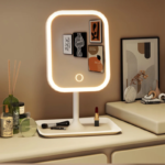 Modern Desktop Vanity Mirror 3 Color Light LED Makeup Mirror Touching Mirror Women Bedroom Dressing Mirror