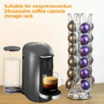 Coffee capsule storage rack, 24 Nespresso coffee capsule coffee cup storage rack, Vertuo stainless steel storage display rack