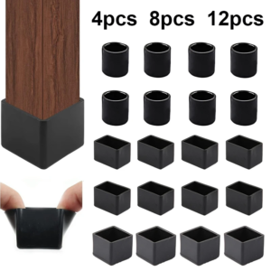 Square Silicone Chair Leg Caps Non-slips Table Foot Dust Cover Socks Floor Protector Pads Pipe Plugs Furniture Leveling Feet