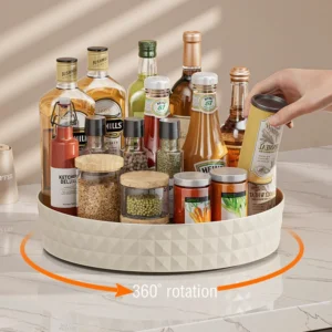 Kitchen Storage Spice Rack 360 Degree Rotating Cabinet Storage Rack Tray Cosmetic Storage Rack Non-slip Spice Round Rack