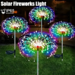 NEW 60LEDs Solar Fireworks Lights Outdoor Waterproof Solar Garden Lights 8 Lighting Modes With Remote Control Decorations Light