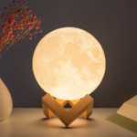 Moon Lamp 8cm LED Night Light Battery Powered With Stand Starry Lamp Bedroom Decor Night Lights Kids Gift Moon Lamp