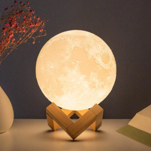 Moon Lamp 8cm LED Night Light Battery Powered With Stand Starry Lamp Bedroom Decor Night Lights Kids Gift Moon Lamp