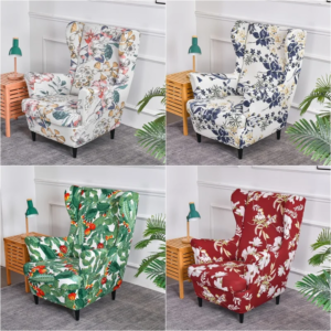 Wing Chair Cover High Back Armchair Covers Non-Slip Sofa Slipcovers with Seat Cushion Cover for Living Room Bedroom