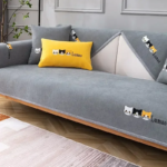 Nordic Cats Printed Sofa Cushion Mat Universal Non-slip Solid Sofa Slipcover for Living Room L Shape Couch Towel Protector