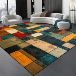 Nordic Abstract Geometric Carpets for Living Room Plush Decoration Home Retro Non-slip Floor Mat Washable Bedroom Cloakroom Rugs