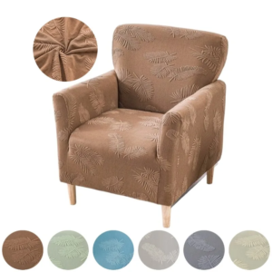 Nordic Leaves Jacquard Club Sofa Cover Living Room Elastic Tub Armchair Cover Stretch Single Sofa Slipcover