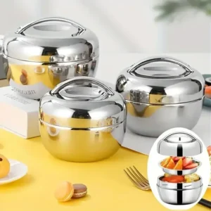 Hot Food Flask, Stainless Steel Lunch Box, Vacuum Insulated Travel Double Layer Anti-Scald Bento Box, Portable Lunch Box