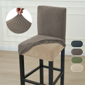 Solid Color Bar Stool Covers Jacquard Elastic Dining Stool Slipcover Counter Saddle Seat Cover for Coffee Bar Hotel Party