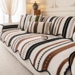 Nordic Striped Sofa Seat Cover Cushion Chenille All Seasons Non-Slip Dust-proof L Couch Towel Pets Kids Sofa Pad Mat