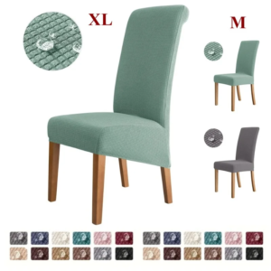 Water Repellent Dining Chair Cover High Back Polar Fleece Kitchen Chair Case Solid Seat Slipcover