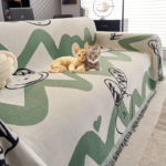 Chenille Sofa Throw Blanket with Tassels Anti-cat Scratches Sofa Slipcover Dustproof Couch Protector Camping Picnic Blanket