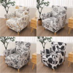 Floral Tub Accent Chair Cover Stretch Club Armchair Slipcovers Anti-slip Elastic Single Sofa Covers for Living Room Bar Counter